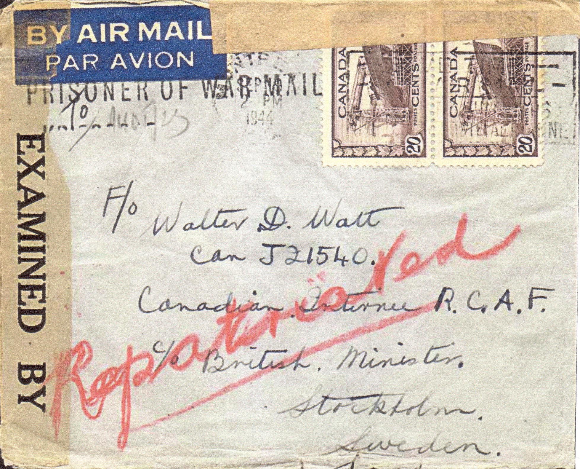 POW mail från Montreal Canada